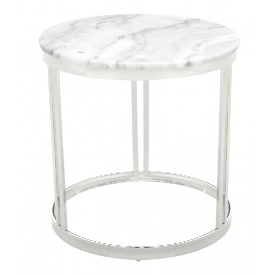 Nicola White Stone Side Table, HGNA422