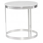 Nicola White Stone Side Table, HGNA422