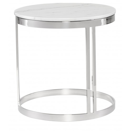 Nicola White Stone Side Table, HGNA422