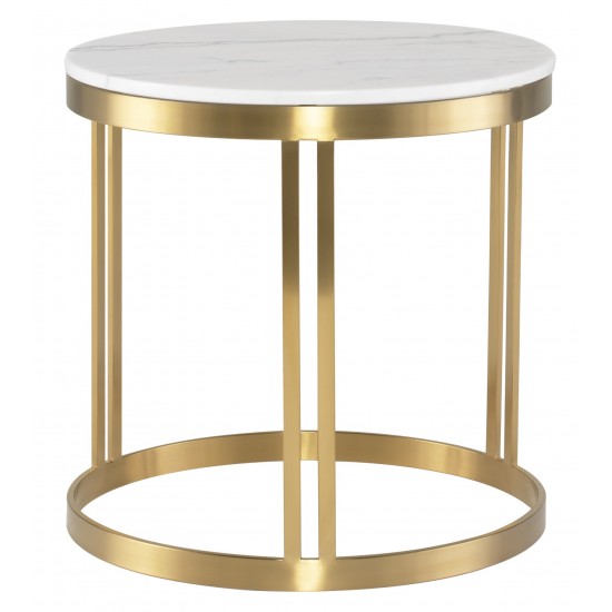 Nicola White Stone Side Table, HGNA424