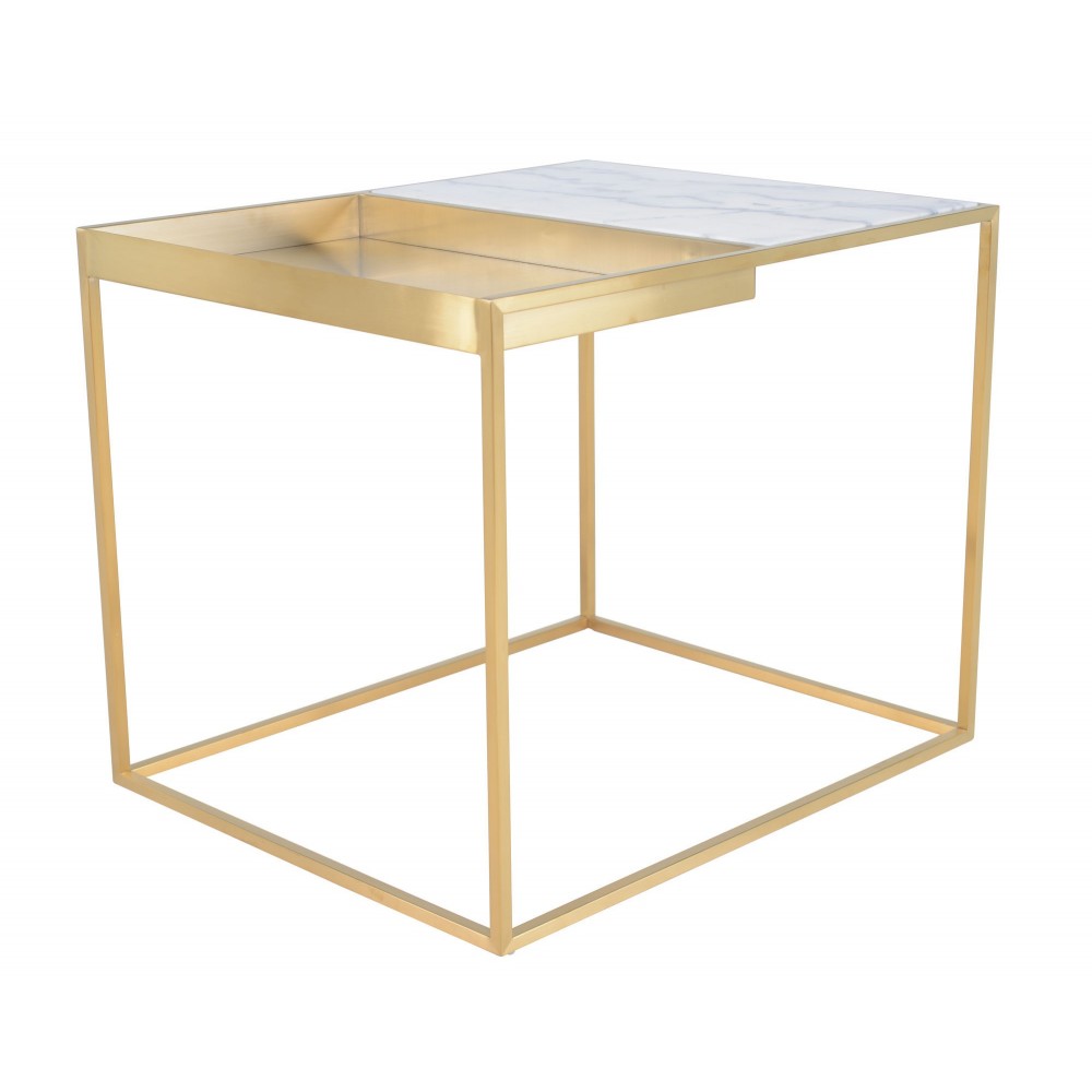 Corbett White Stone Side Table, HGNA425