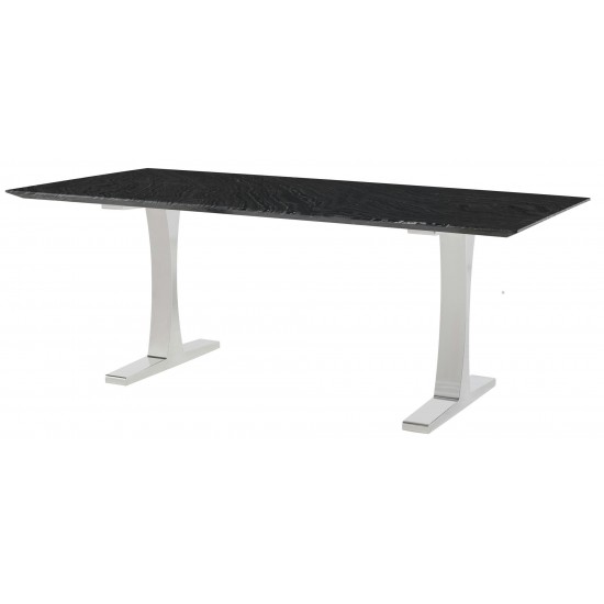 Toulouse Black Wood Vein Stone Dining Table, HGNA481