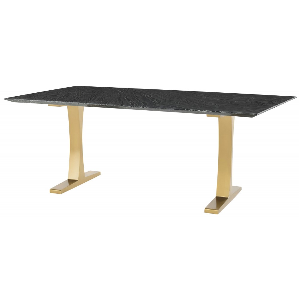 Toulouse Black Wood Vein Stone Dining Table, HGNA483