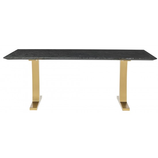 Toulouse Black Wood Vein Stone Dining Table, HGNA483