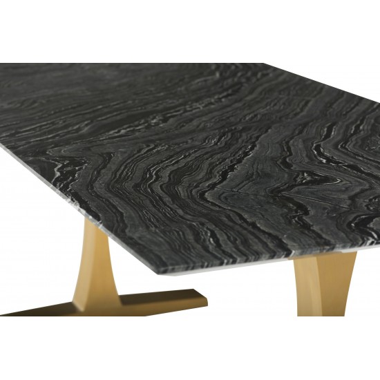 Toulouse Black Wood Vein Stone Dining Table, HGNA483