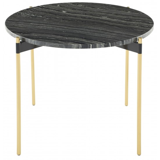 Pixie Black Wood Vein Stone Side Table, HGNA487