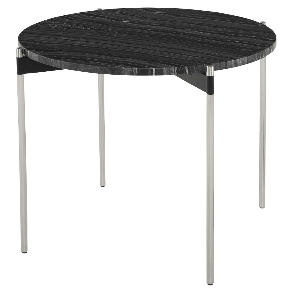 Pixie Black Wood Vein Stone Side Table, HGNA489 Pixie Black Wood Vein Stone Side Table, HGNA489