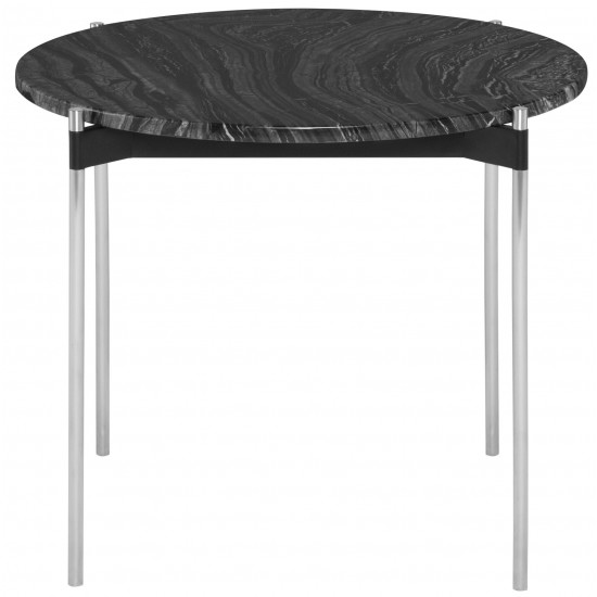 Pixie Black Wood Vein Stone Side Table, HGNA489