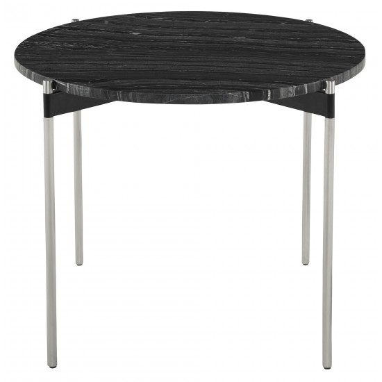 Pixie Black Wood Vein Stone Side Table, HGNA489