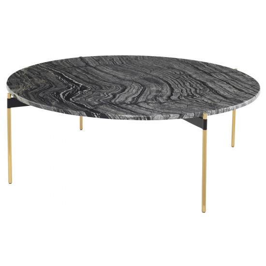 Pixie Black Wood Vein Stone Coffee Table, HGNA495