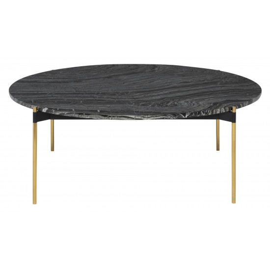 Pixie Black Wood Vein Stone Coffee Table, HGNA495