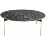 Pixie Black Wood Vein Stone Coffee Table, HGNA495