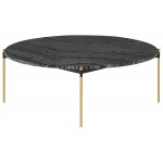 Pixie Black Wood Vein Stone Coffee Table, HGNA495