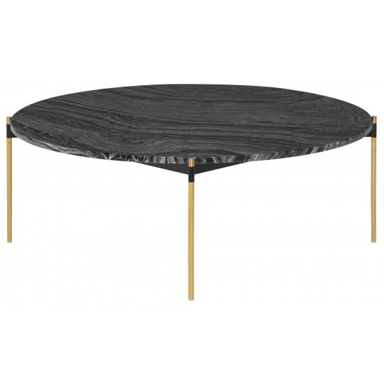 Pixie Black Wood Vein Stone Coffee Table, HGNA495