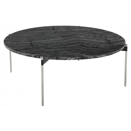 Pixie Black Wood Vein Stone Coffee Table, HGNA497