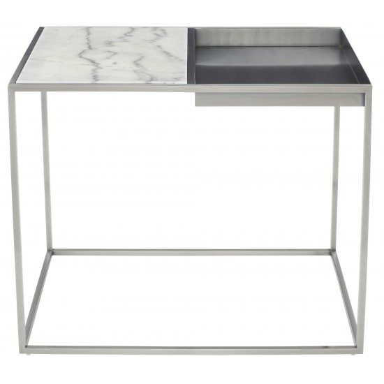 Corbett White Stone Side Table, HGNA525