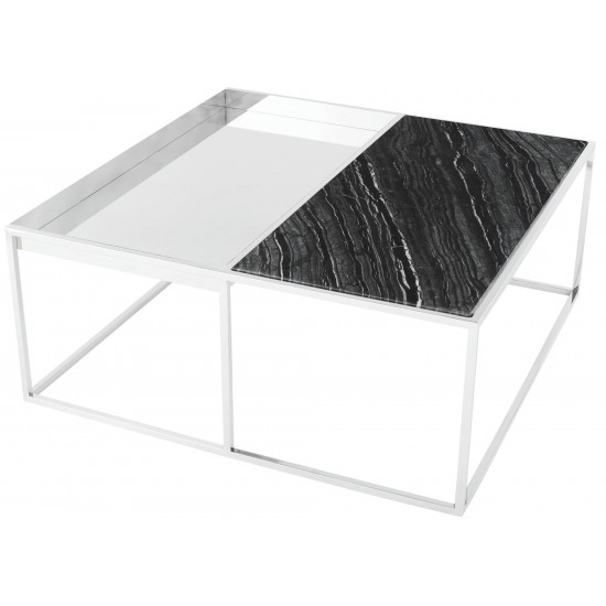 Corbett Black Wood Vein Stone Coffee Table, HGNA533