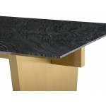 Aiden Black Wood Vein Stone Dining Table, HGNA567