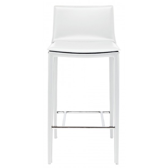 Palma White Leather Bar Stool