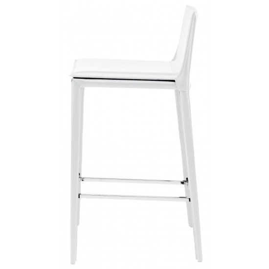 Palma White Leather Bar Stool