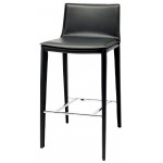 Palma Black Leather Bar Stool