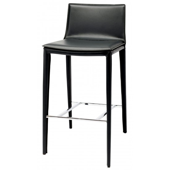 Palma Black Leather Bar Stool