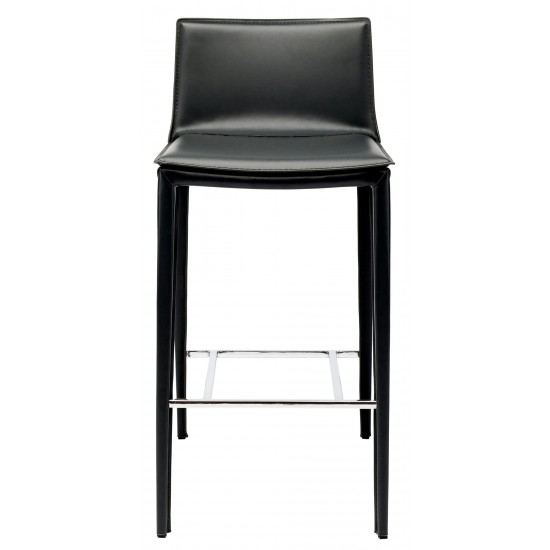 Palma Black Leather Bar Stool