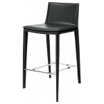 Palma Black Leather Bar Stool