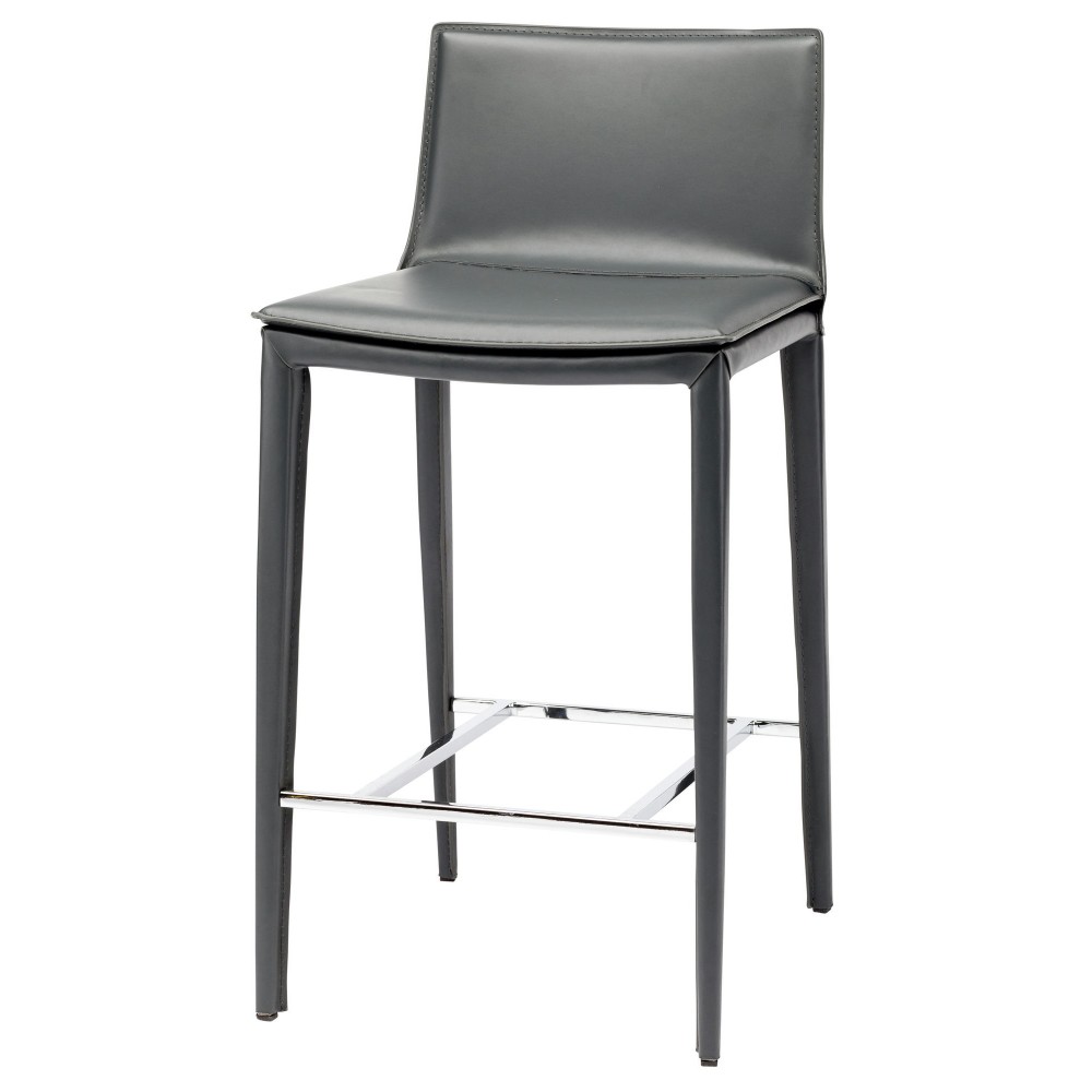 Palma Dark Grey Leather Counter Stool