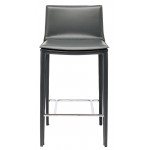 Palma Dark Grey Leather Counter Stool