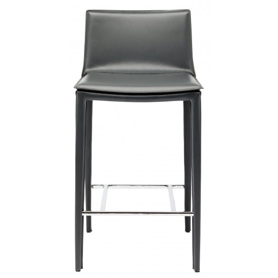 Palma Dark Grey Leather Counter Stool