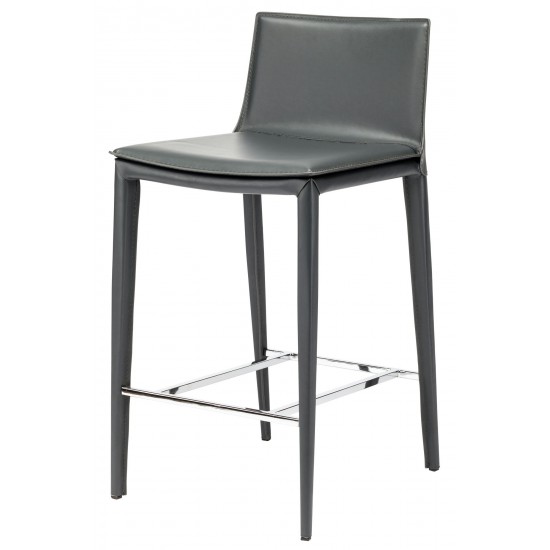 Palma Dark Grey Leather Counter Stool