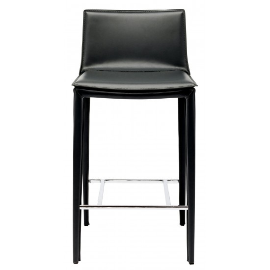 Palma Black Leather Counter Stool