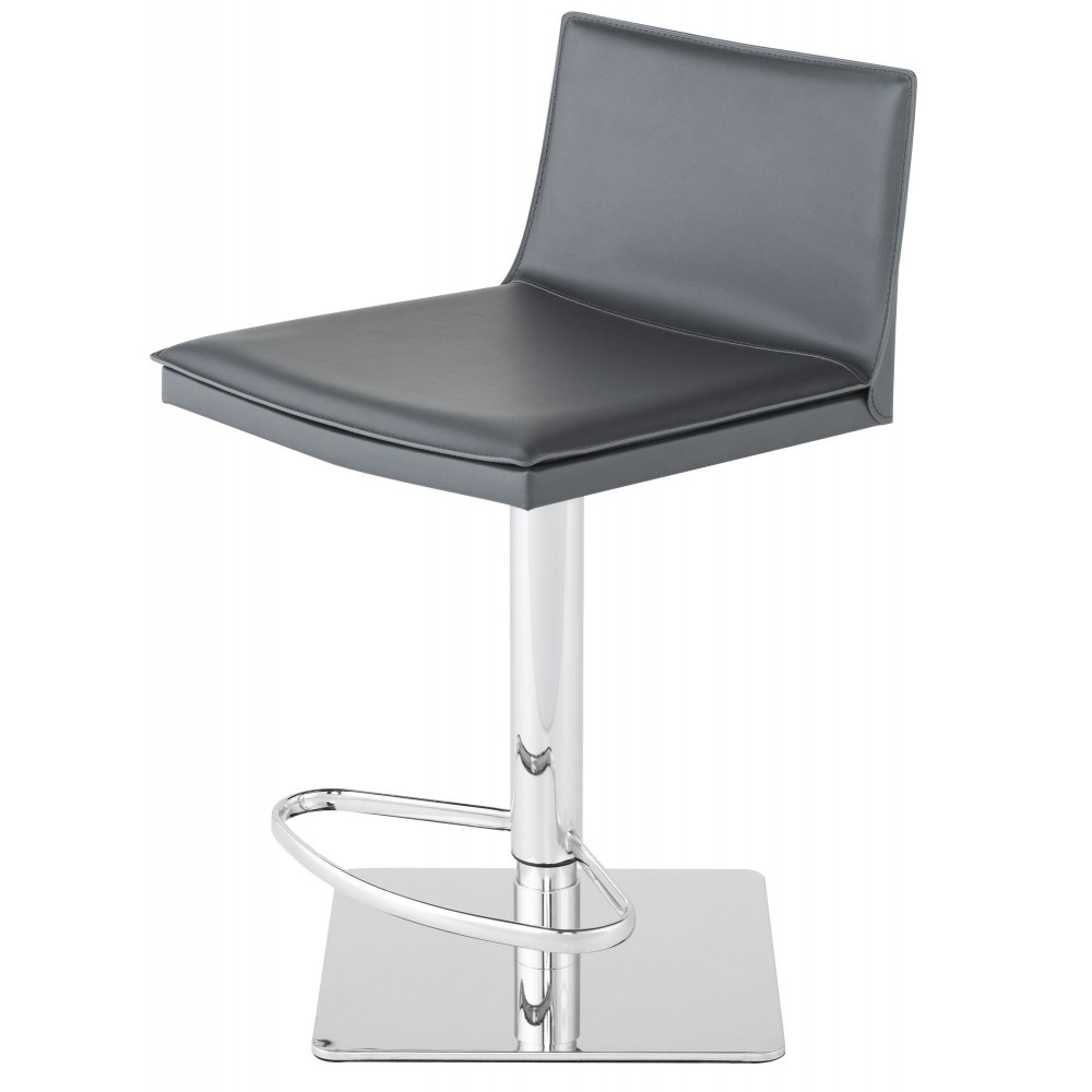 Palma Dark Grey Leather Adjustable Stool