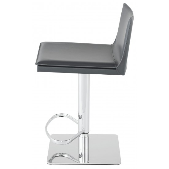 Palma Dark Grey Leather Adjustable Stool