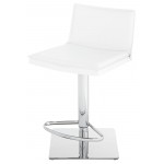 Palma White Leather Adjustable Stool