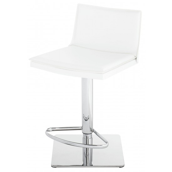 Palma White Leather Adjustable Stool