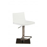 Palma White Leather Adjustable Stool