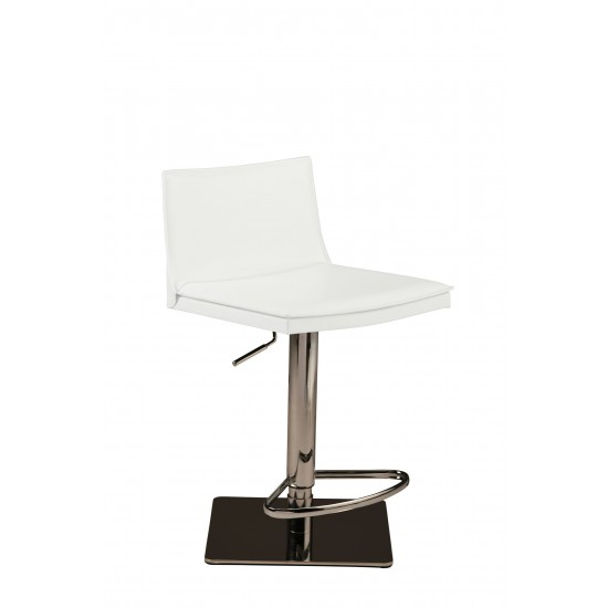 Palma White Leather Adjustable Stool