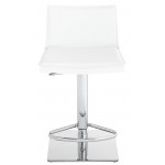 Palma White Leather Adjustable Stool