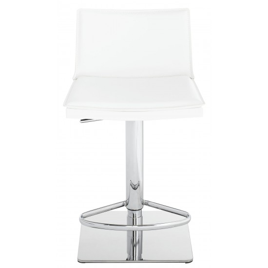 Palma White Leather Adjustable Stool