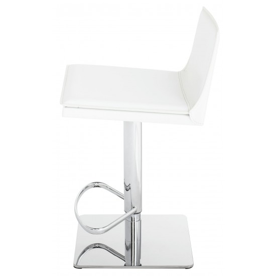 Palma White Leather Adjustable Stool