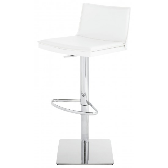 Palma White Leather Adjustable Stool