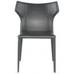 Wayne Dark Grey Leather Dining Chair, HGND132