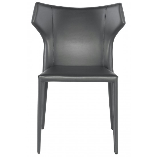 Wayne Dark Grey Leather Dining Chair, HGND132