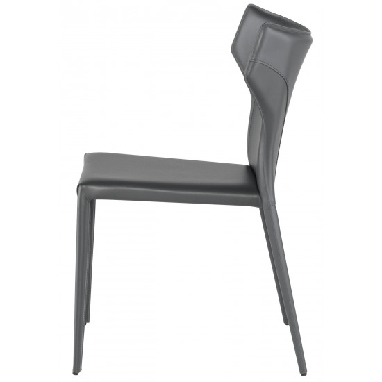 Wayne Dark Grey Leather Dining Chair, HGND132