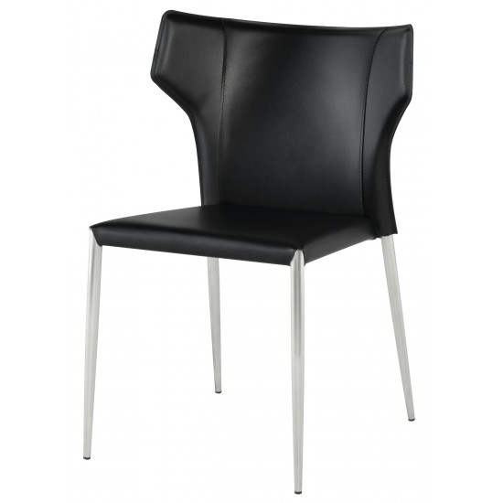 Wayne Black Leather Dining Chair, HGND135