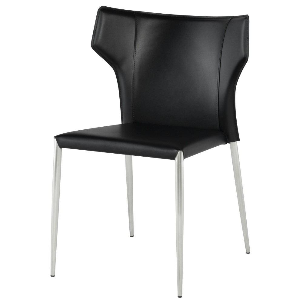 Wayne Black Leather Dining Chair, HGND135