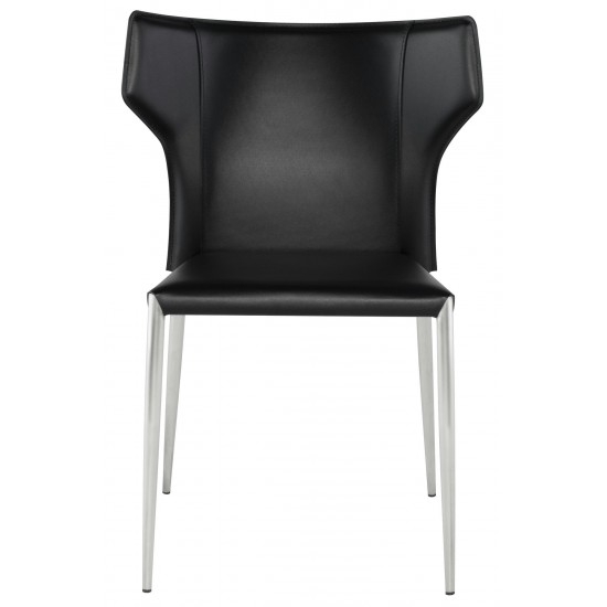 Wayne Black Leather Dining Chair, HGND135