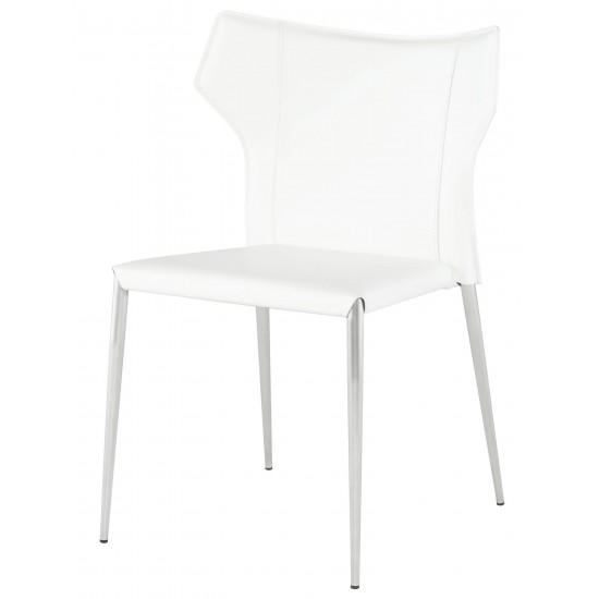 Wayne White Leather Dining Chair, HGND136